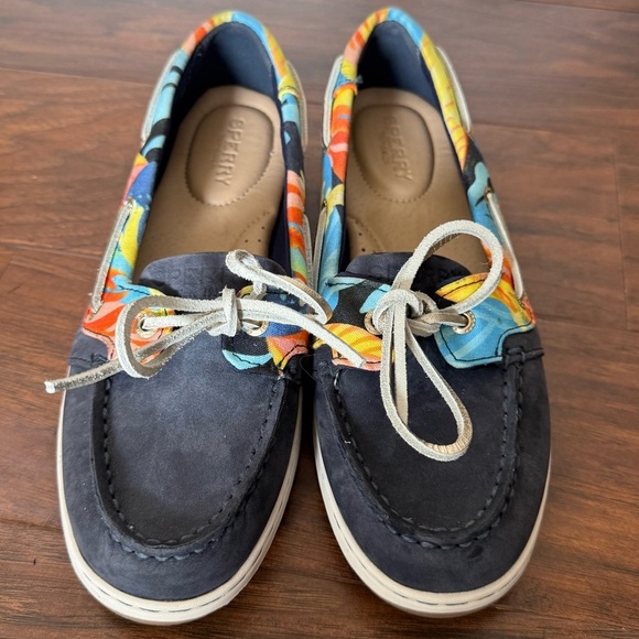 Sperry Women's Starfish Textile and Leather Navy and Coral Flats-Size 6.5 - Picture 11 of 11
